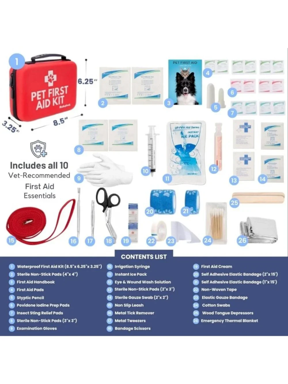 Comprehensive Pet First Aid Kit - Vet-Approved Emergency Supplies for Dogs